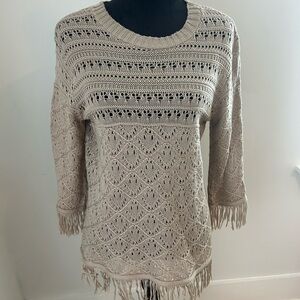 Sunny Leigh Taupe Knit Sweater with Fringe